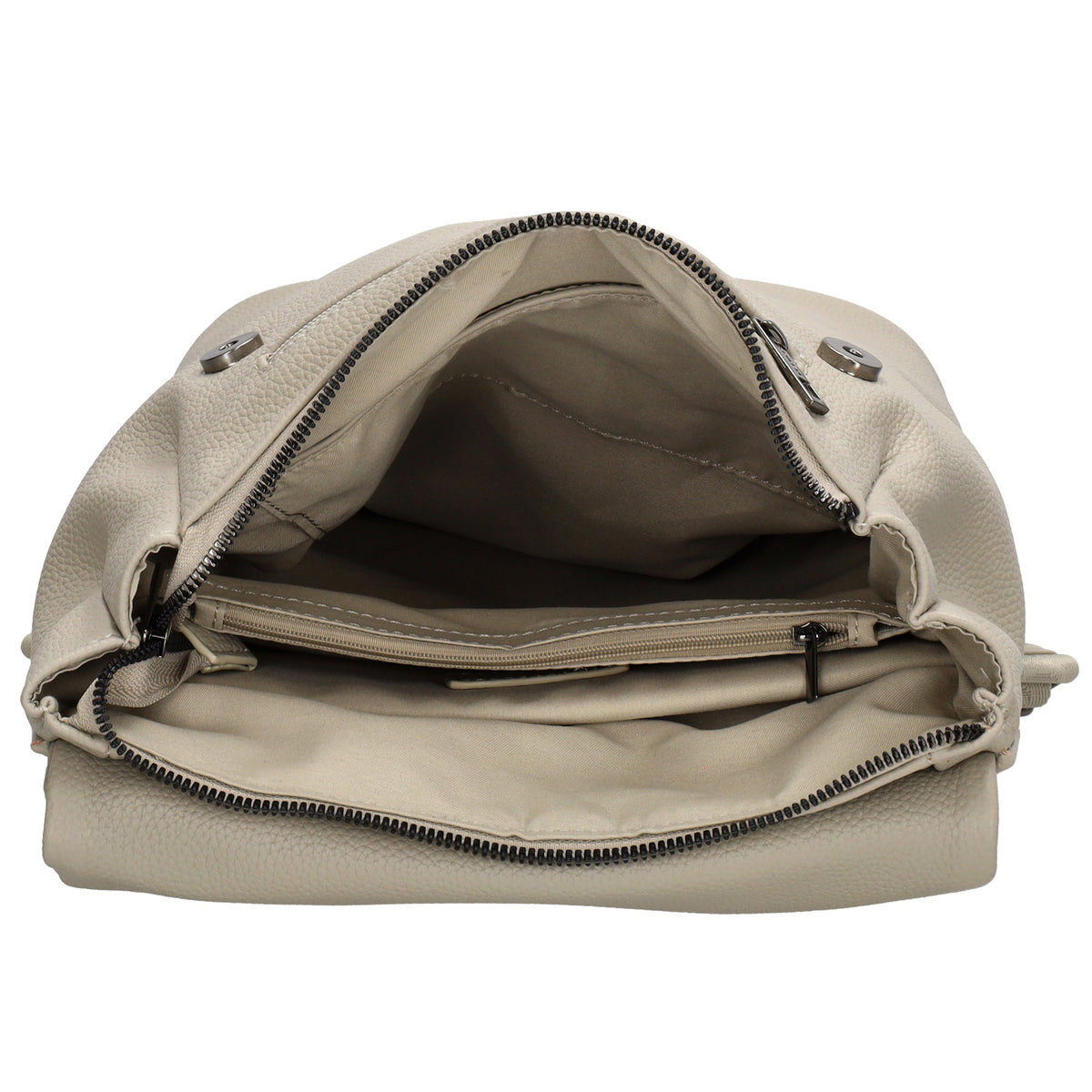 Rucksack 35 x 30cm in Hellgrau mit Überschlag in Leder-Optik - leder-accessoires.com