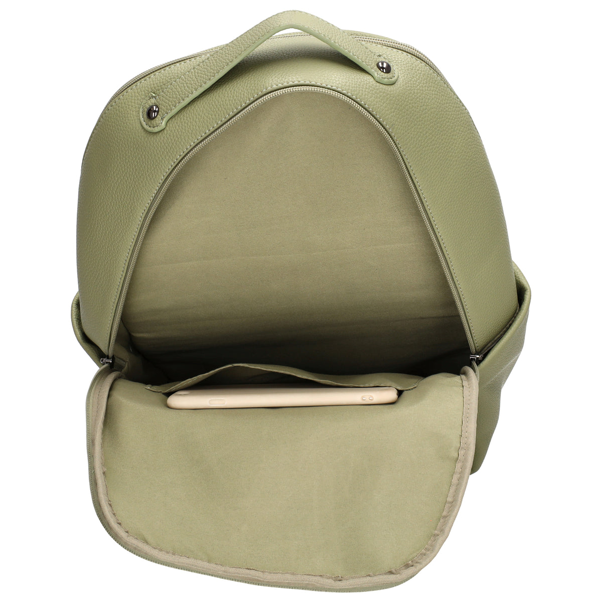 Rucksack 28x41cm in Minze mit Reißverschluss und Vortasche - leder-accessoires.com
