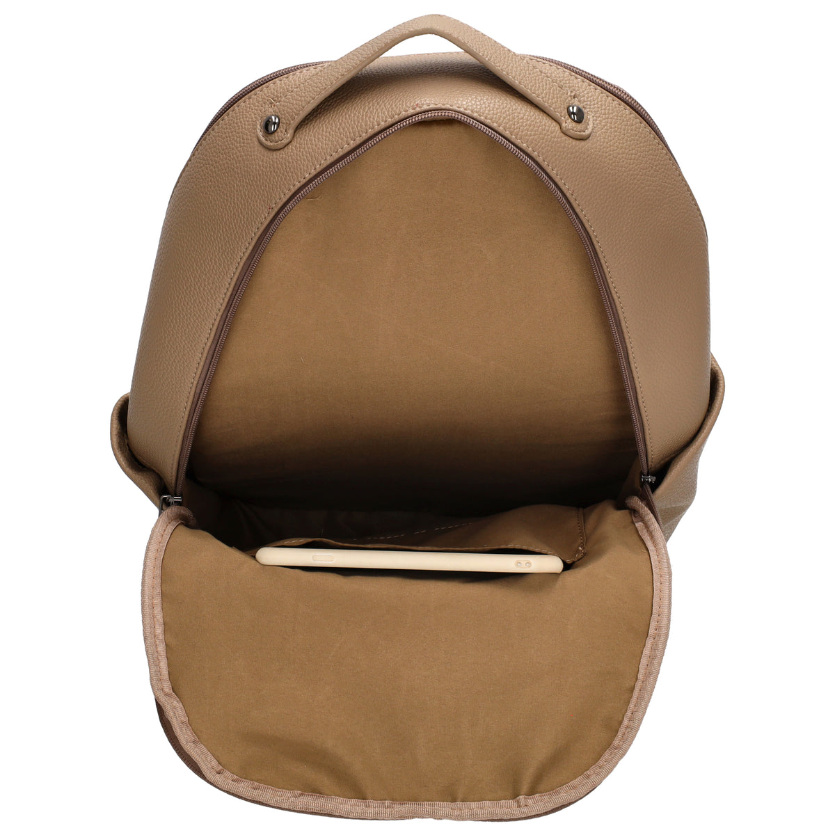 Rucksack 28x41cm in Taupe mit Reißverschluss und Vortasche - leder-accessoires.com