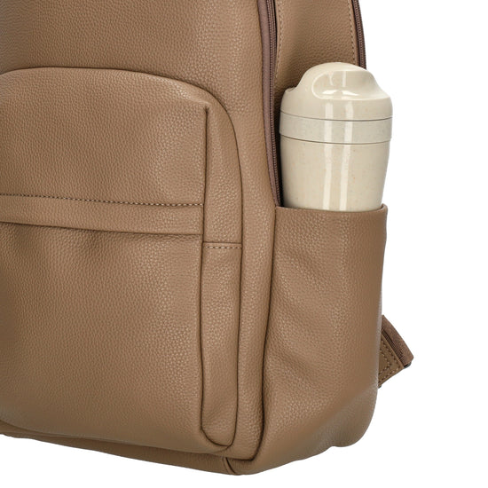 Rucksack 28x41cm in Taupe mit Reißverschluss und Vortasche - leder-accessoires.com