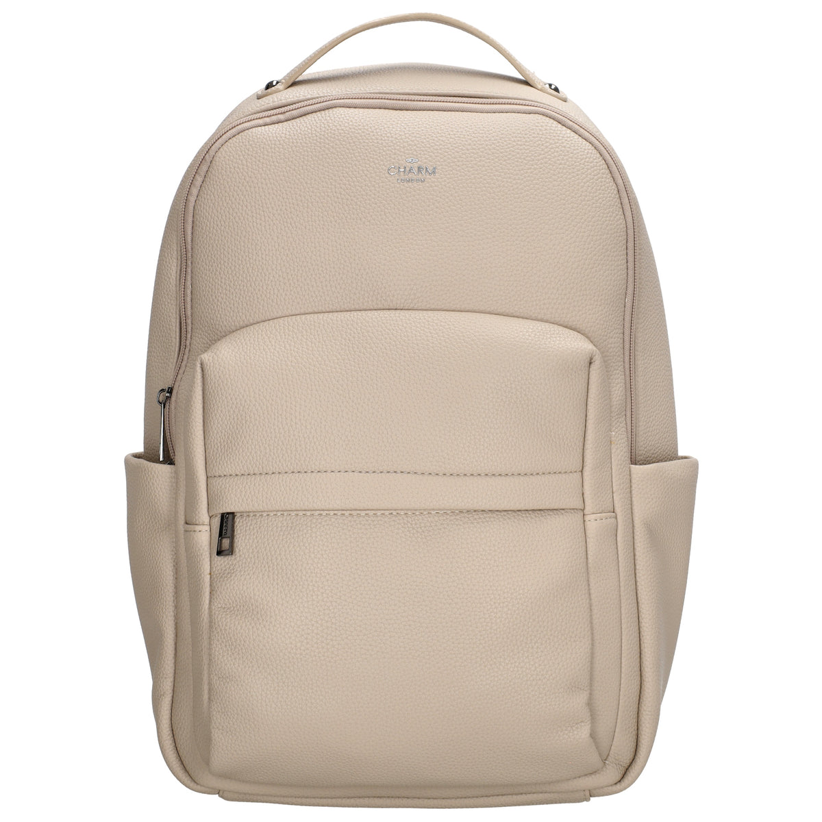 Rucksack 28x41cm in Beige mit Reißverschluss und Vortasche - leder-accessoires.com