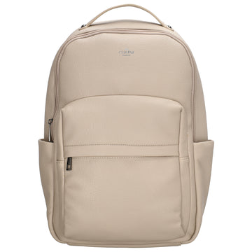 Rucksack 28x41cm in Beige mit Reißverschluss und Vortasche - leder-accessoires.com