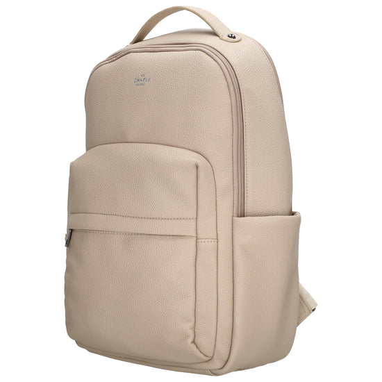 Rucksack 28x41cm in Beige mit Reißverschluss und Vortasche - leder-accessoires.com
