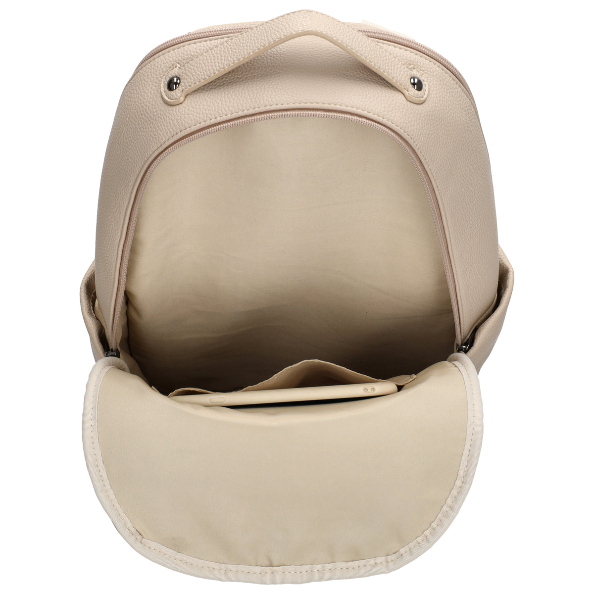Rucksack 28x41cm in Beige mit Reißverschluss und Vortasche - leder-accessoires.com