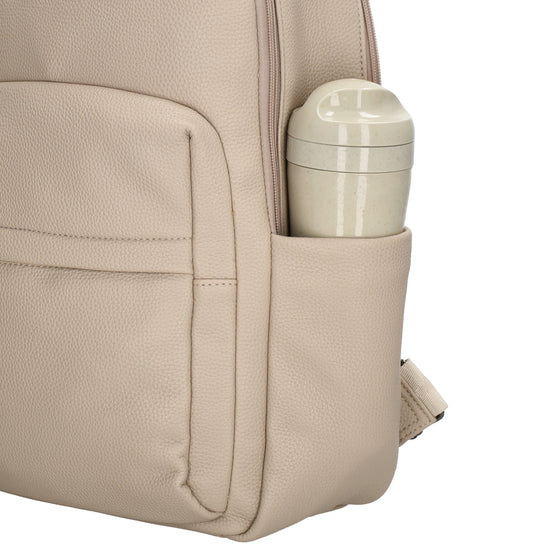 Rucksack 28x41cm in Beige mit Reißverschluss und Vortasche - leder-accessoires.com
