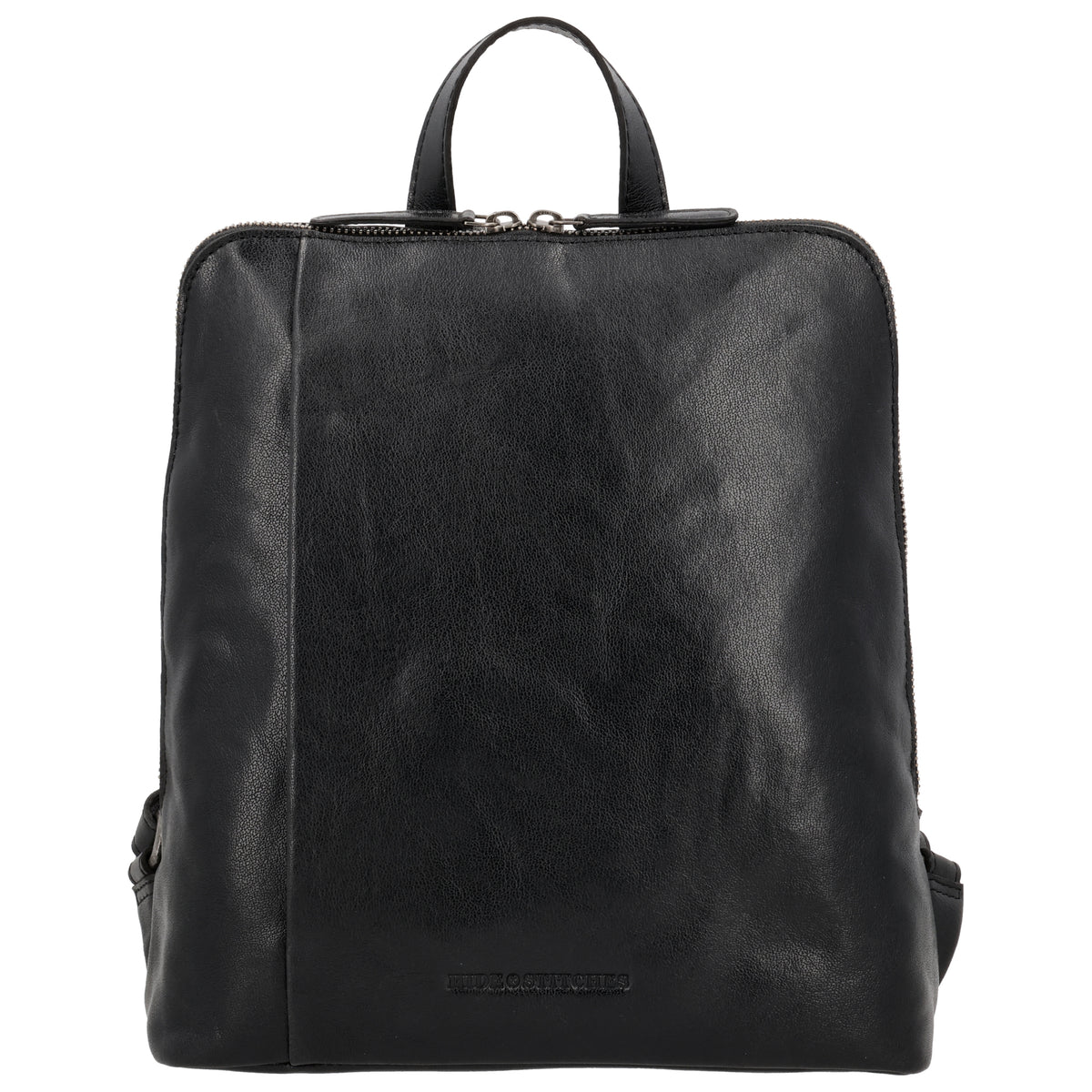Rucksack 29 x 27cm in Schwarz mit Reißverschluss in Leder - leder-accessoires.com