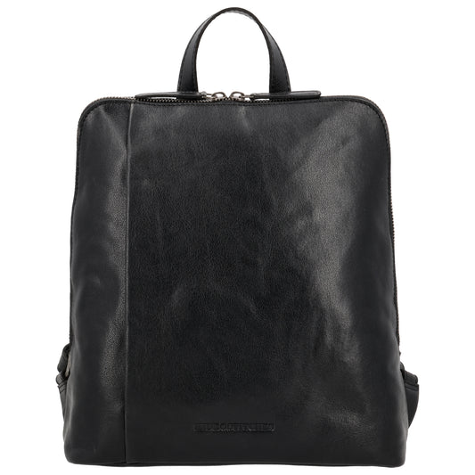 Rucksack 29 x 27cm in Schwarz mit Reißverschluss in Leder - leder-accessoires.com
