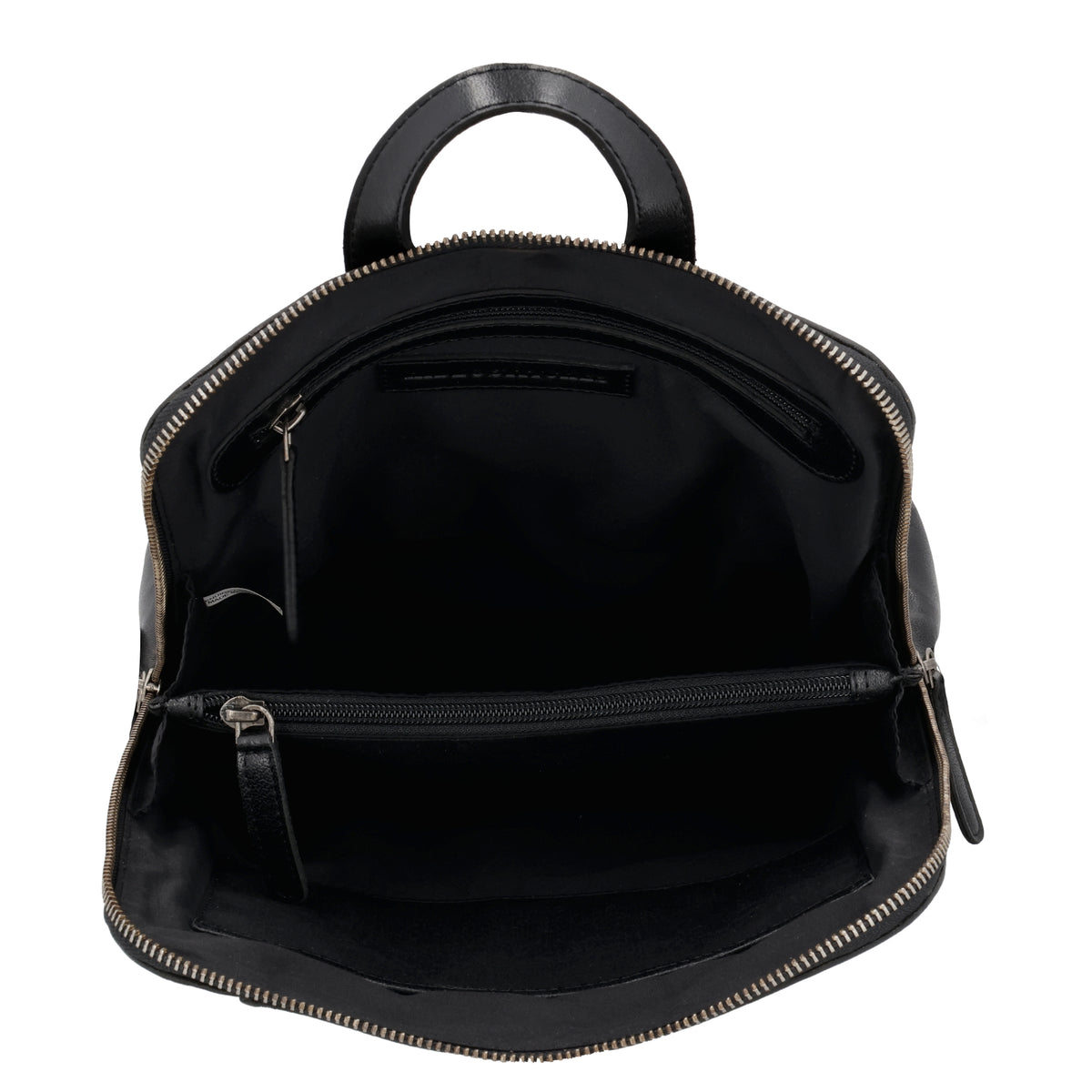 Rucksack 29 x 27cm in Schwarz mit Reißverschluss in Leder - leder-accessoires.com