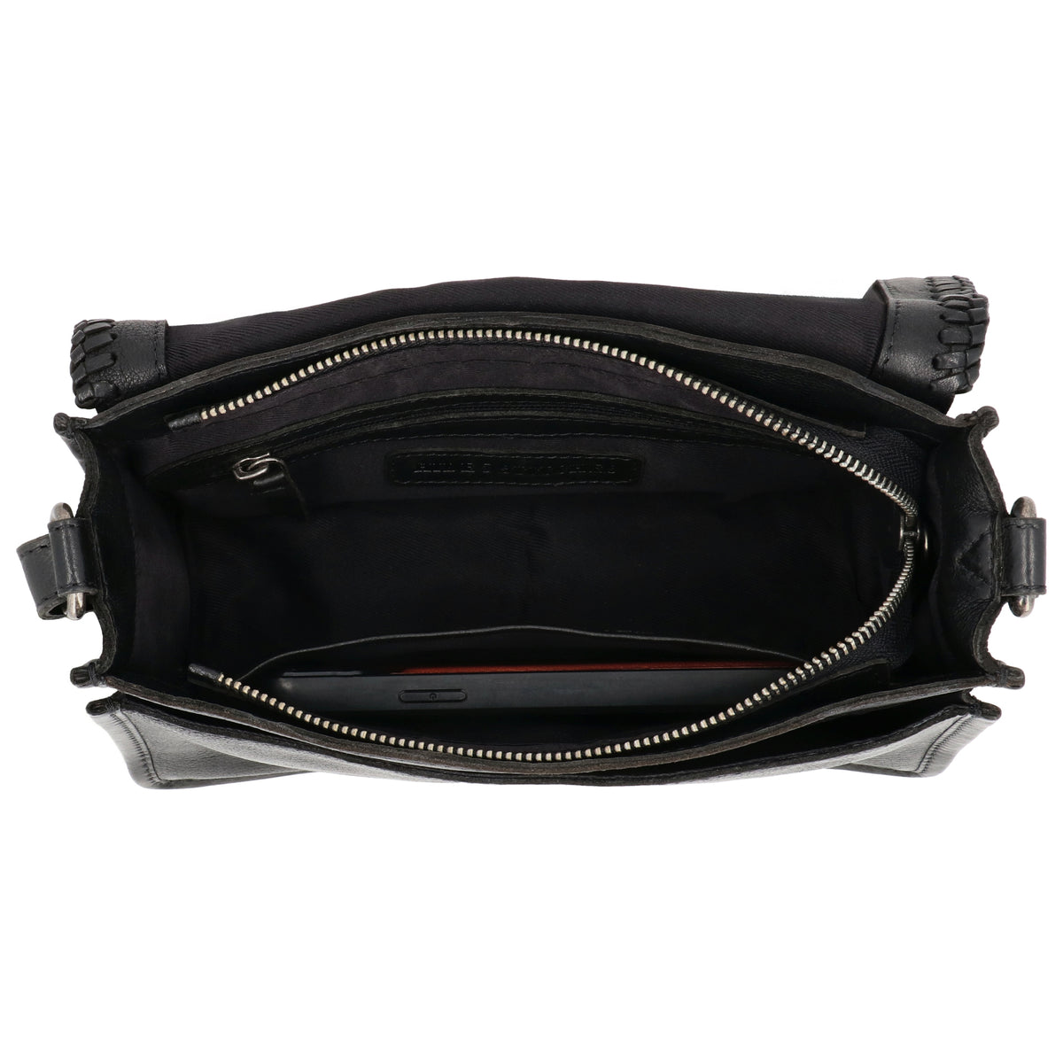 Elegante Crossbodytasche 24x19cm Schwarz – Leder & geflochtene Klappe - leder-accessoires.com