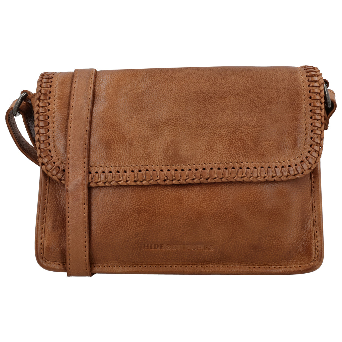 Cognac Crossbodytasche 24x19cm – Leder, Reißverschluss & modischer Look - leder-accessoires.com