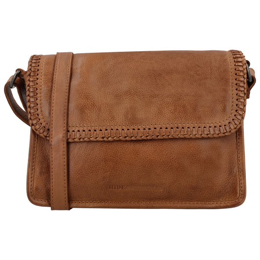 Cognac Crossbodytasche 24x19cm – Leder, Reißverschluss & modischer Look - leder-accessoires.com