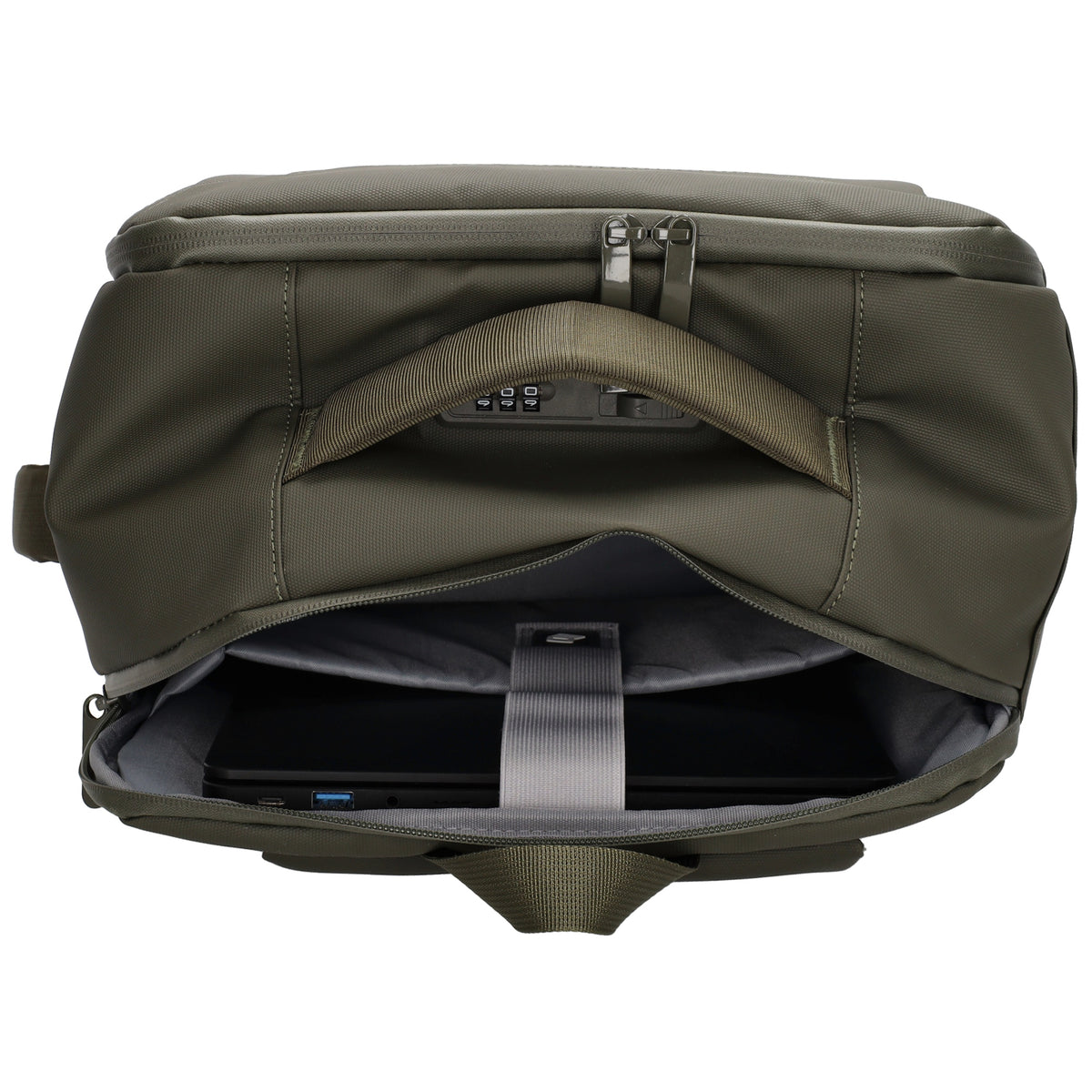 Rucksack 48x32x18cm in Dunkelgrün mit Brustgurt und Aufsteckfunktion - leder-accessoires.com