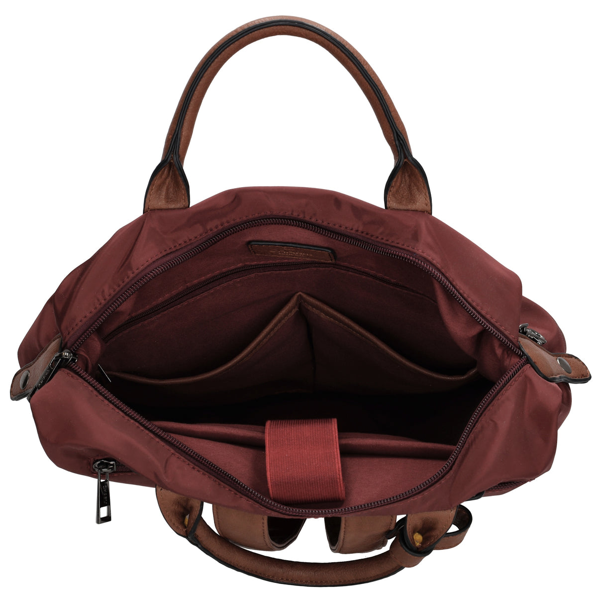 Rucksack 28 x 40cm in Weinrot|Burgunder aus Nylon|Polyester mit Reißverschluss - leder-accessoires.com