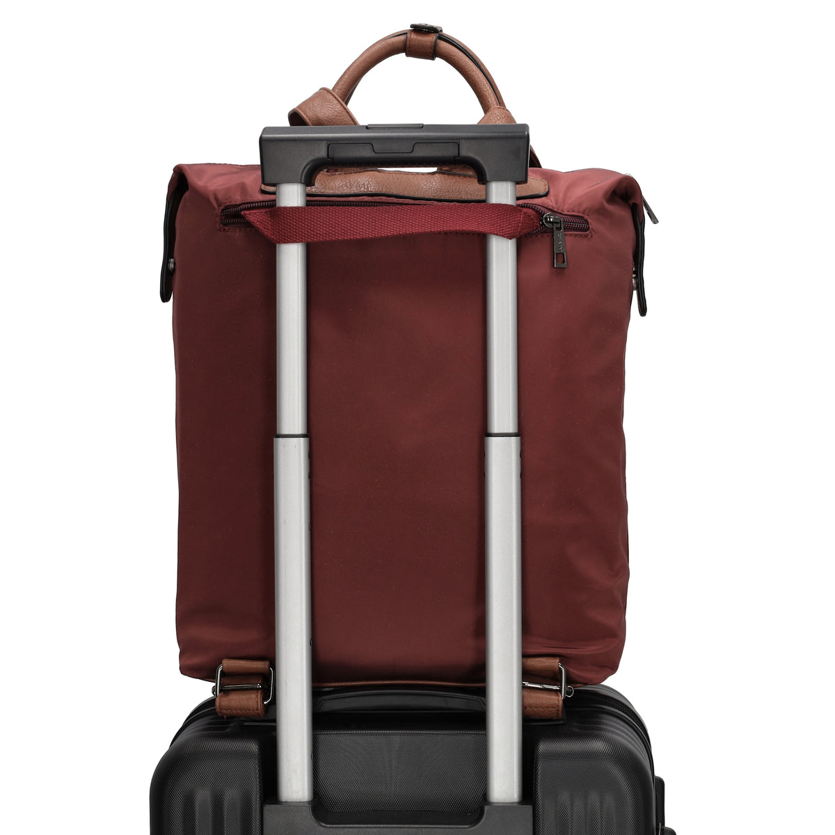 Rucksack 28 x 40cm in Weinrot|Burgunder aus Nylon|Polyester mit Reißverschluss - leder-accessoires.com