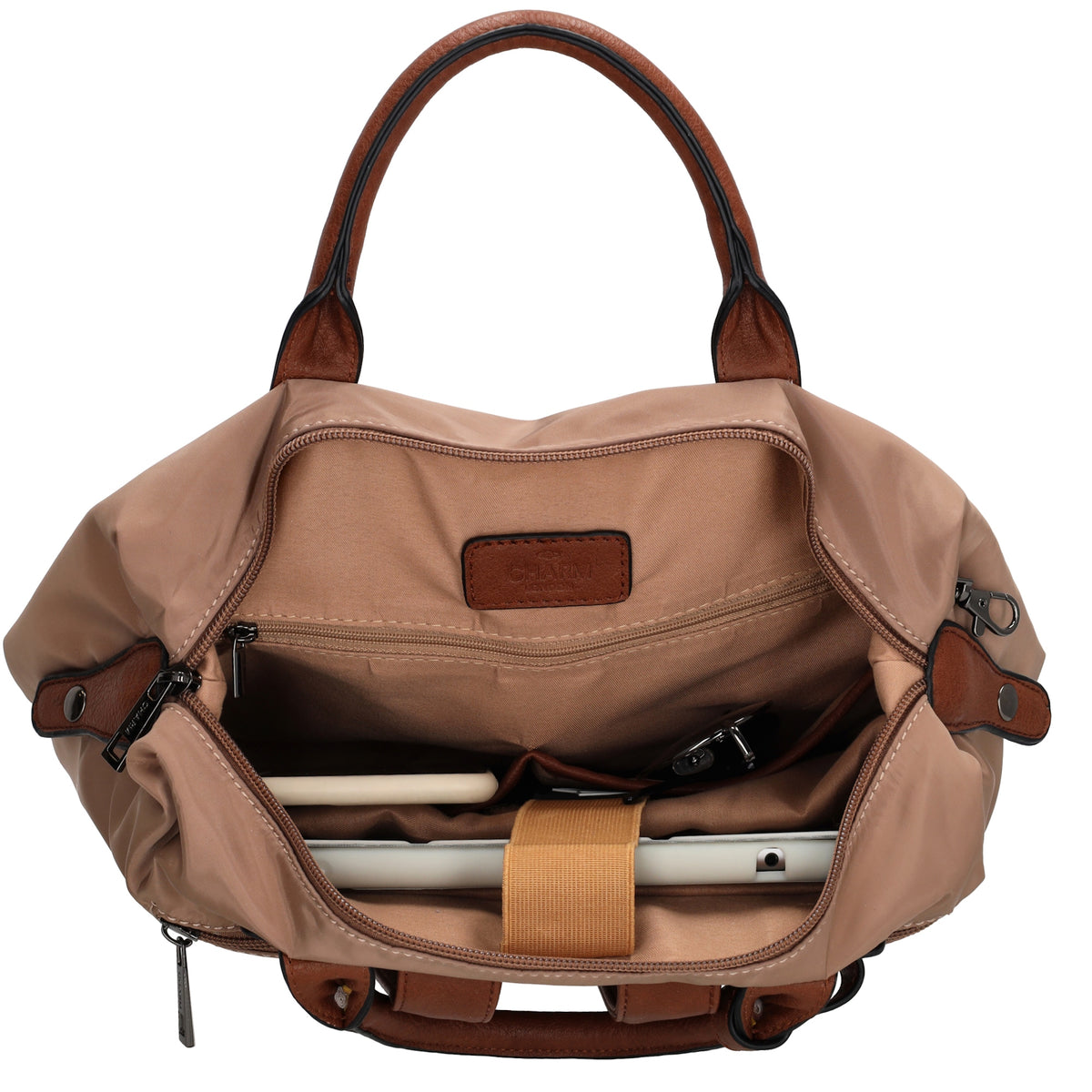 Rucksack 28 x 40cm in Taupe aus Nylon|Polyester mit Reißverschluss - leder-accessoires.com