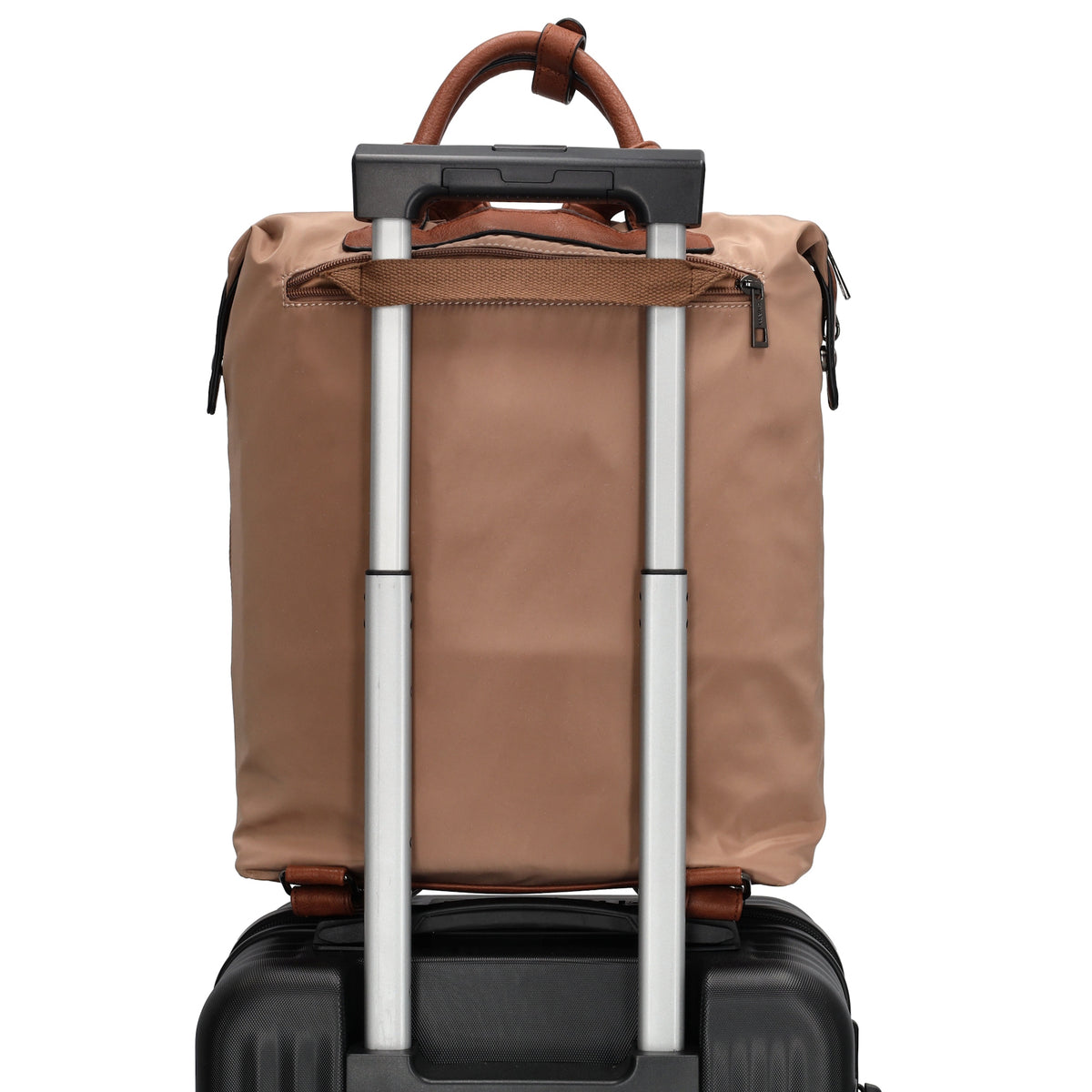 Rucksack 28 x 40cm in Taupe aus Nylon|Polyester mit Reißverschluss - leder-accessoires.com