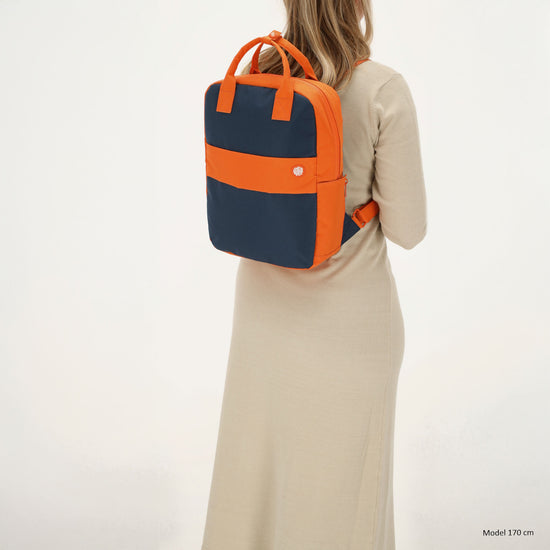 Laptoprucksack 37x27cm in Blau |Orange aus Nylon - leder-accessoires.com