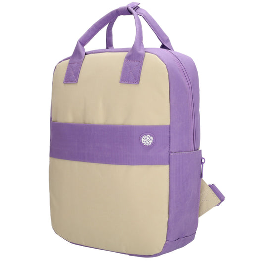 Laptoprucksack 37x27cm in Creme | Lila aus Nylon - leder-accessoires.com