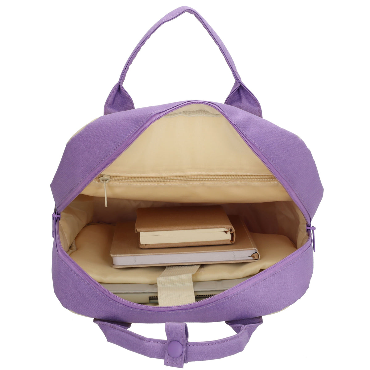 Laptoprucksack 37x27cm in Creme | Lila aus Nylon - leder-accessoires.com