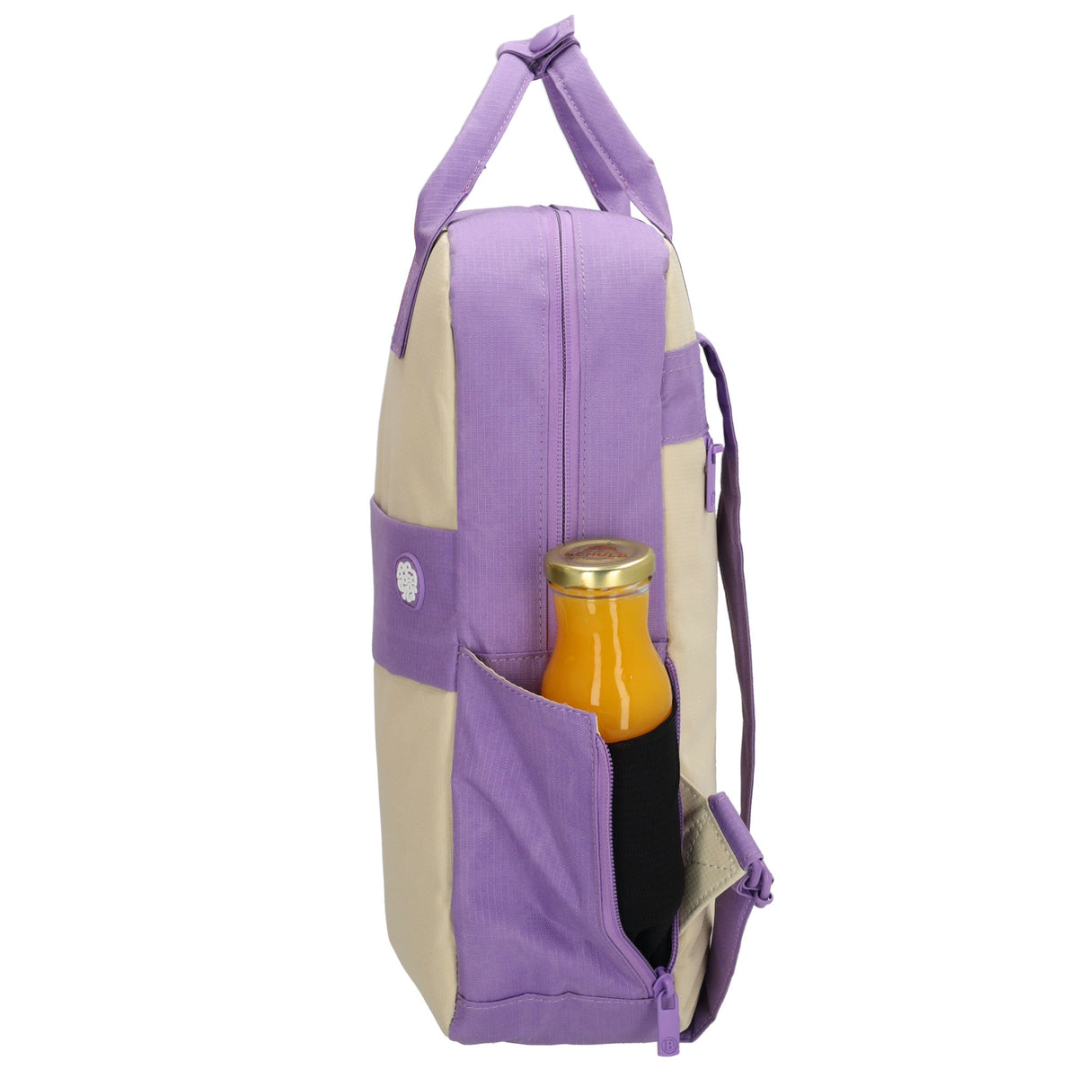 Laptoprucksack 37x27cm in Creme | Lila aus Nylon - leder-accessoires.com