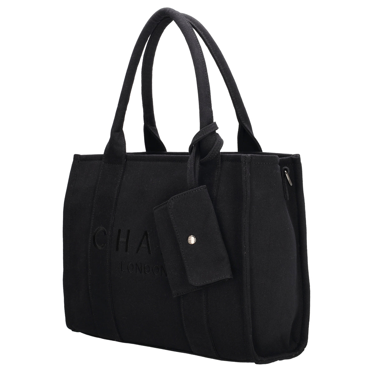 Leinenshopper 34 x 27cm in Schwarz mit Reißverschluss - leder-accessoires.com