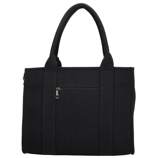 Leinenshopper 34 x 27cm in Schwarz mit Reißverschluss - leder-accessoires.com