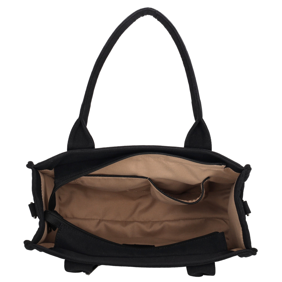 Leinenshopper 34 x 27cm in Schwarz mit Reißverschluss - leder-accessoires.com