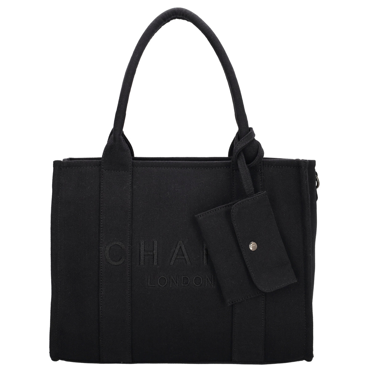 Leinenshopper 34 x 27cm in Schwarz mit Reißverschluss - leder-accessoires.com