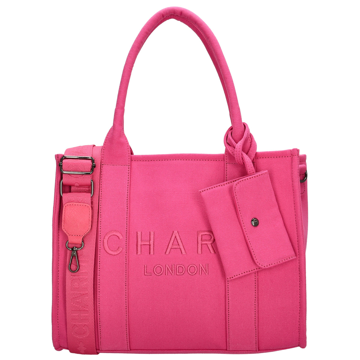 Leinenshopper 34 x 27cm in Fuchsia| Pink mit Reißverschluss - leder-accessoires.com