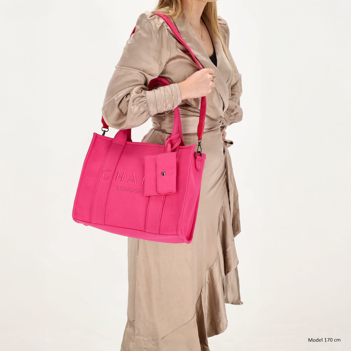 Leinenshopper 34 x 27cm in Fuchsia| Pink mit Reißverschluss - leder-accessoires.com