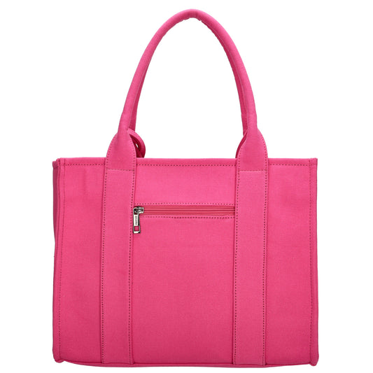 Leinenshopper 34 x 27cm in Fuchsia| Pink mit Reißverschluss - leder-accessoires.com