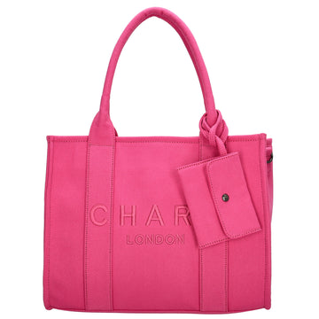 Leinenshopper 34 x 27cm in Fuchsia| Pink mit Reißverschluss - leder-accessoires.com