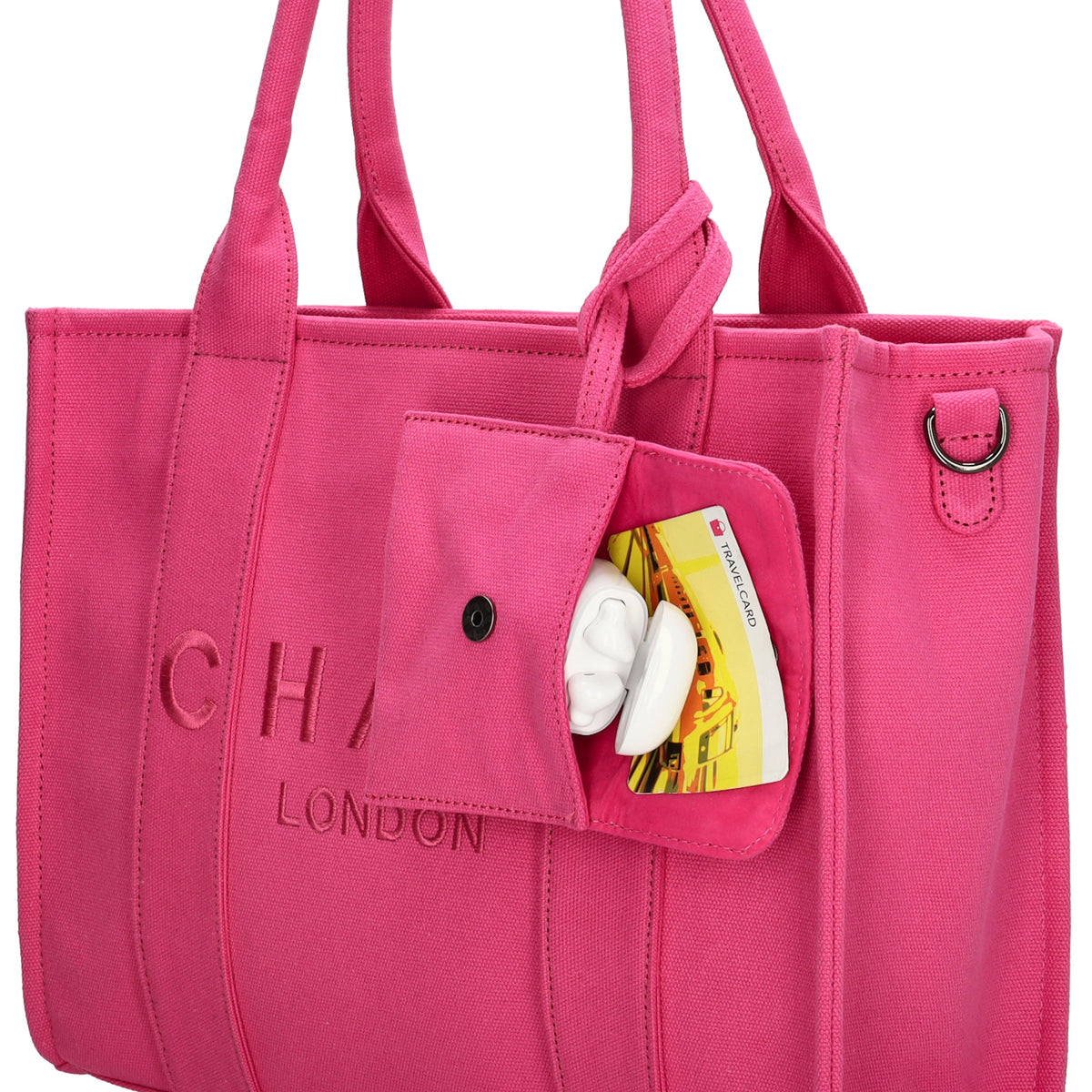 Leinenshopper 34 x 27cm in Fuchsia| Pink mit Reißverschluss - leder-accessoires.com