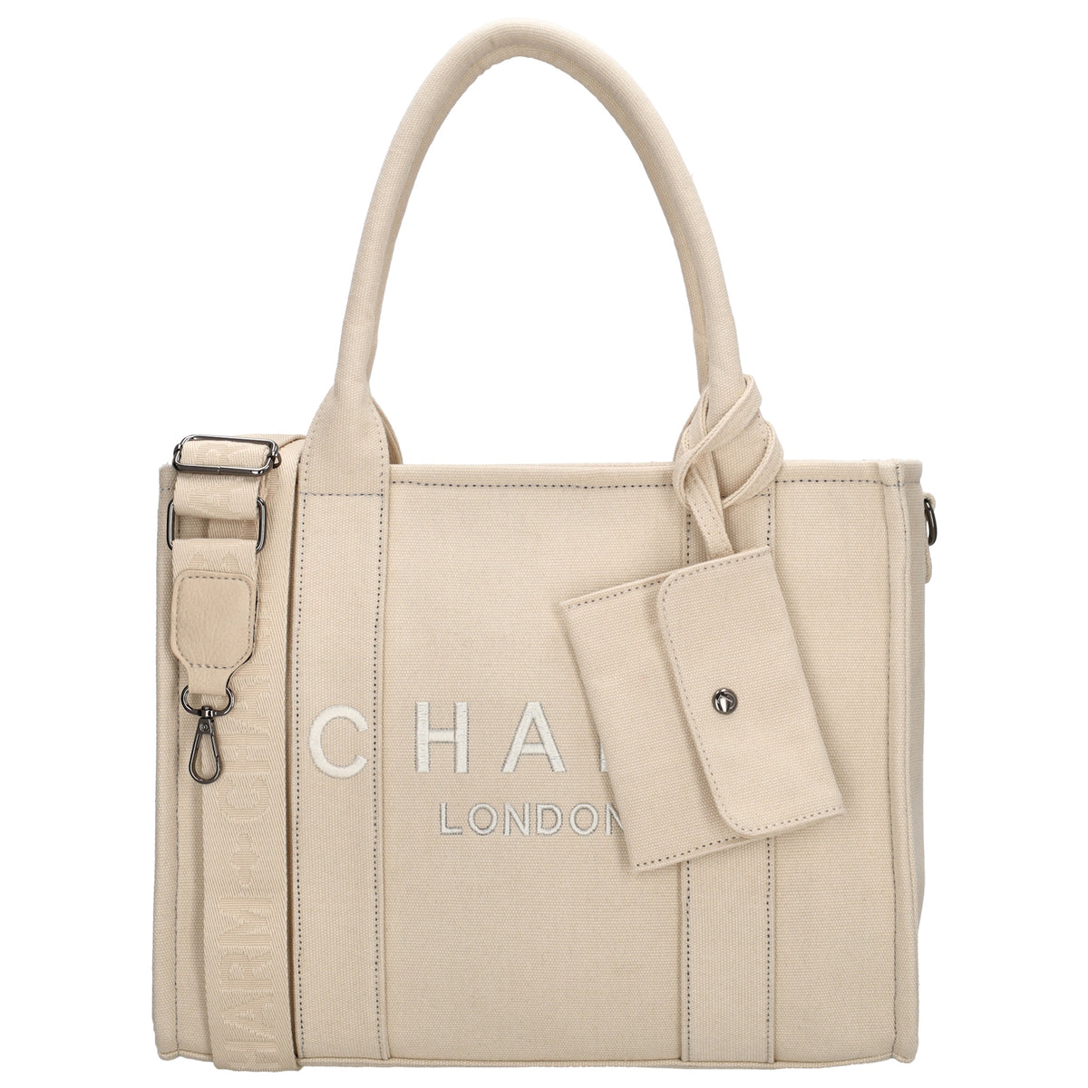 Leinenshopper 34 x 27cm in Sand mit Reißverschluss - leder-accessoires.com