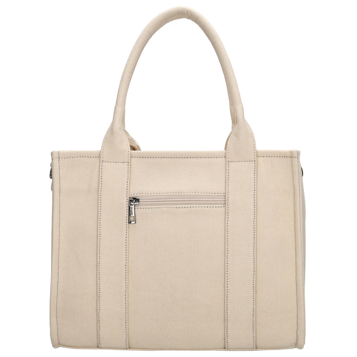 Leinenshopper 34 x 27cm in Sand mit Reißverschluss - leder-accessoires.com