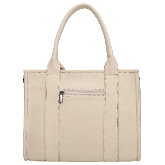 Leinenshopper 34 x 27cm in Sand mit Reißverschluss - leder-accessoires.com