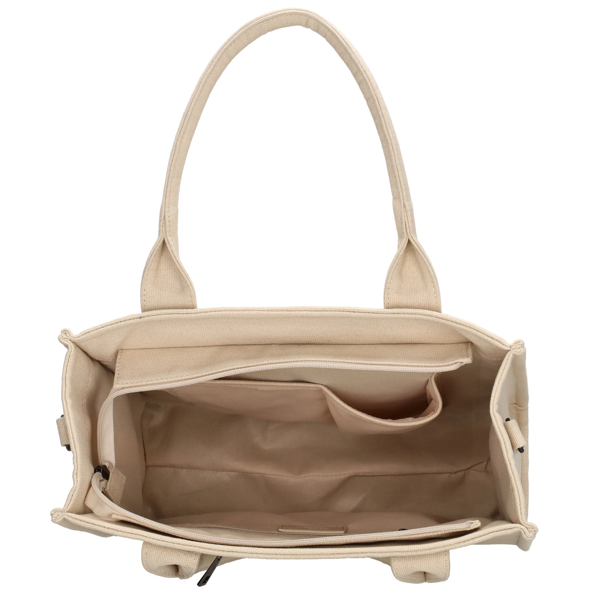 Leinenshopper 34 x 27cm in Sand mit Reißverschluss - leder-accessoires.com