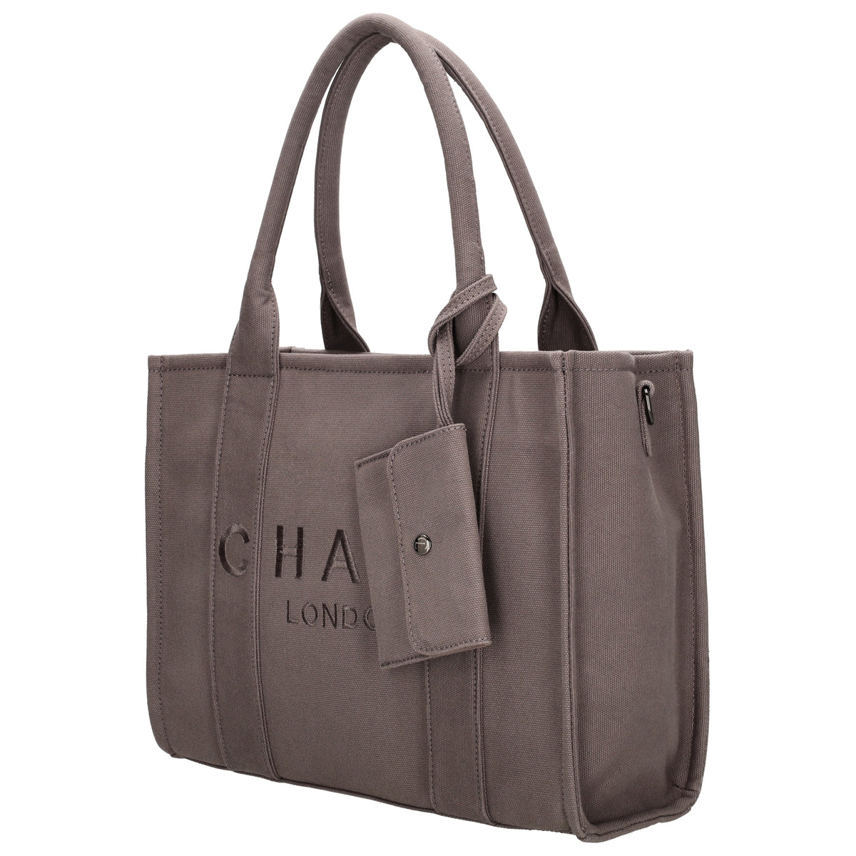 Leinenshopper 34 x 27cm in Grau mit Reißverschluss - leder-accessoires.com