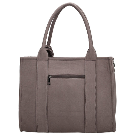 Leinenshopper 34 x 27cm in Grau mit Reißverschluss - leder-accessoires.com
