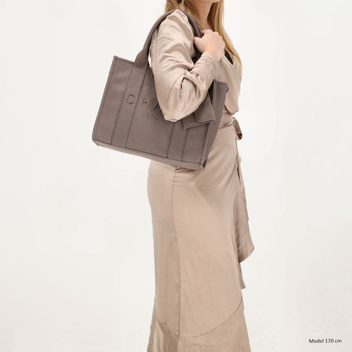 Leinenshopper 34 x 27cm in Grau mit Reißverschluss - leder-accessoires.com