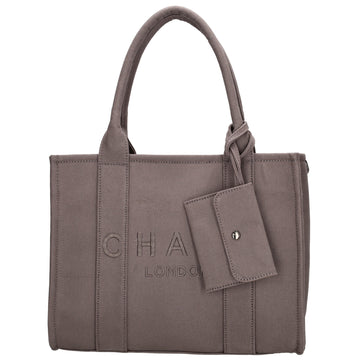Leinenshopper 34 x 27cm in Grau mit Reißverschluss - leder-accessoires.com