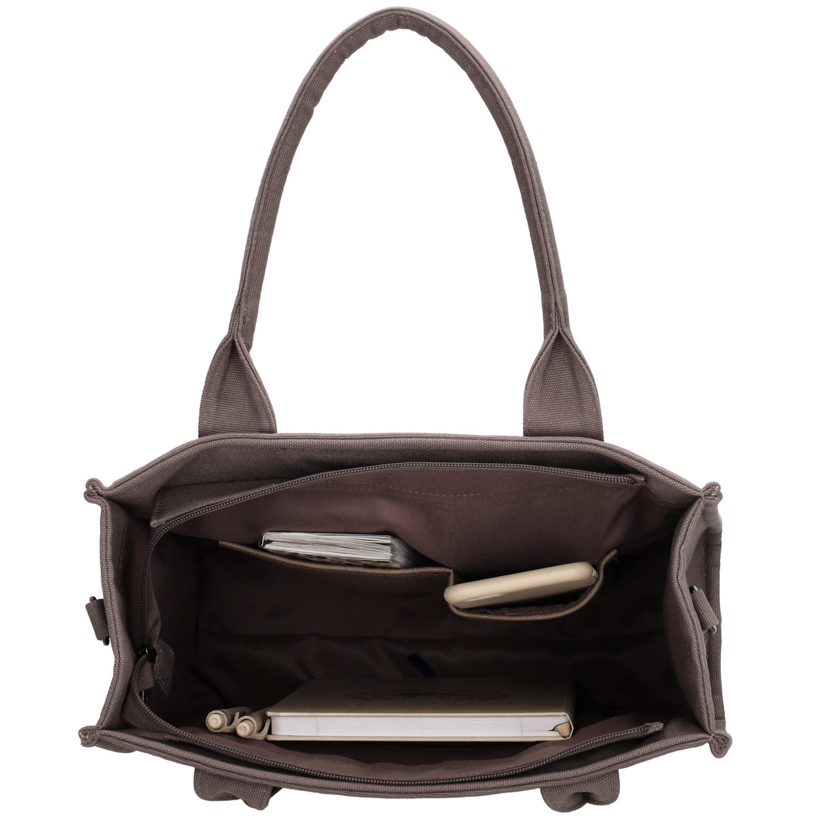 Leinenshopper 34 x 27cm in Grau mit Reißverschluss - leder-accessoires.com
