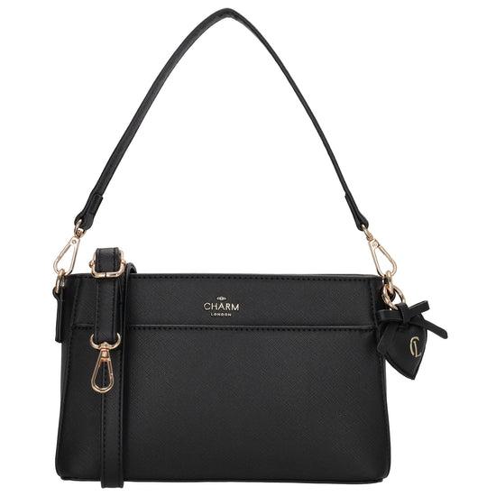 Schultertasche 15x25cm in Schwarz mit Reißverschluss - leder-accessoires.com