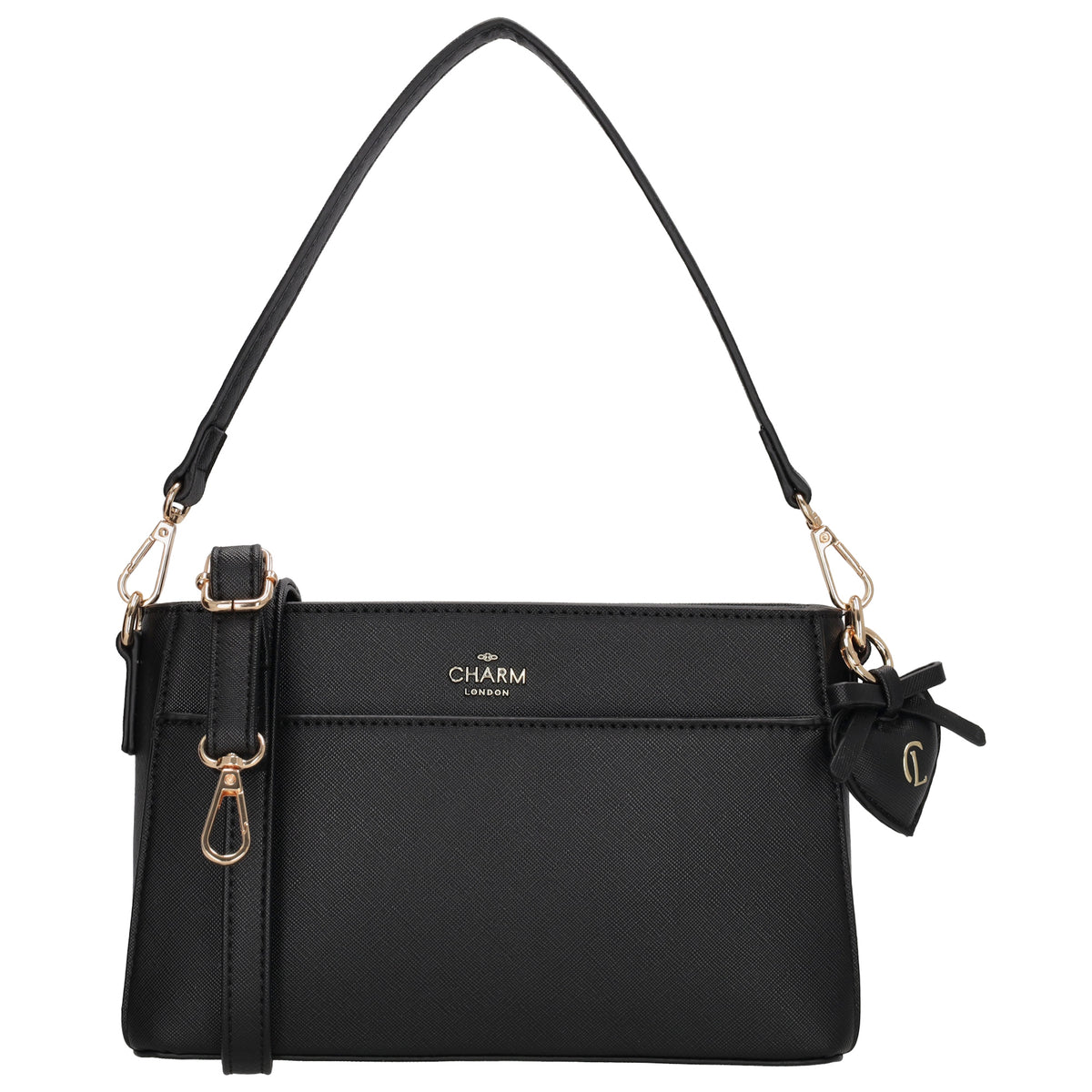 Schultertasche 15x25cm in Schwarz mit Reißverschluss - leder-accessoires.com