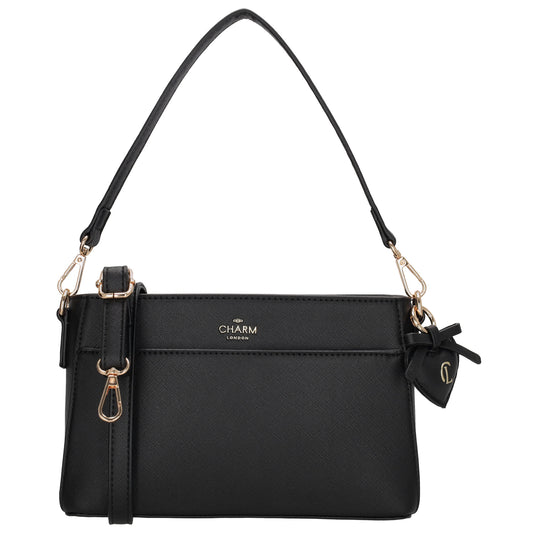 Schultertasche 15x25cm in Schwarz mit Reißverschluss - leder-accessoires.com