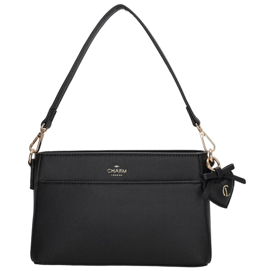 Schultertasche 15x25cm in Schwarz mit Reißverschluss - leder-accessoires.com