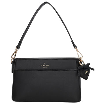 Schultertasche 15x25cm in Schwarz mit Reißverschluss - leder-accessoires.com