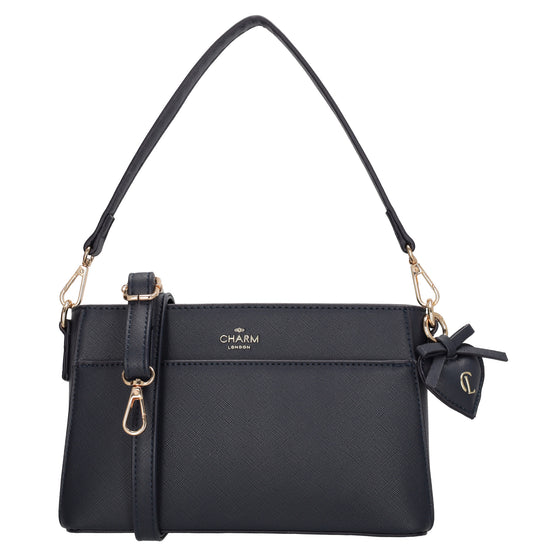 Schultertasche 15x25cm in Blau|Marine mit Reißverschluss - leder-accessoires.com