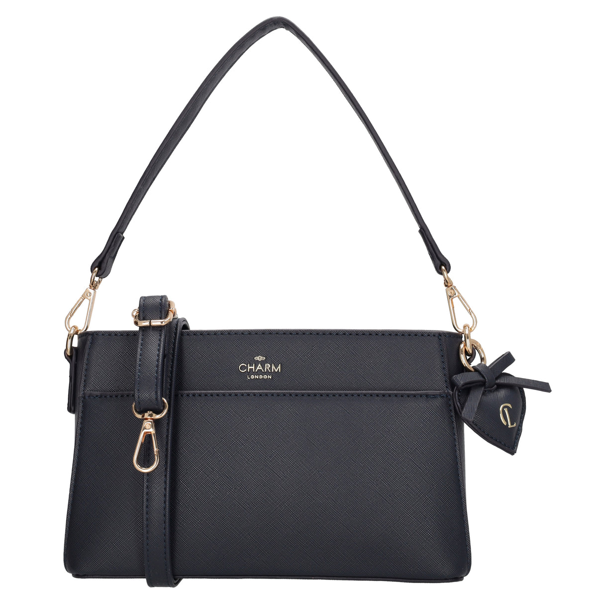 Schultertasche 15x25cm in Blau|Marine mit Reißverschluss - leder-accessoires.com