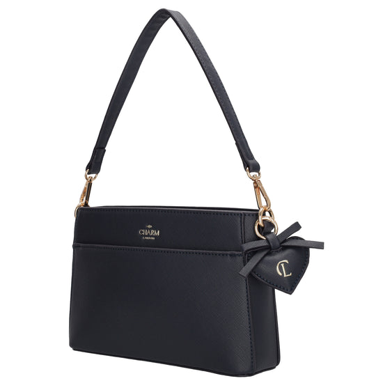 Schultertasche 15x25cm in Blau|Marine mit Reißverschluss - leder-accessoires.com